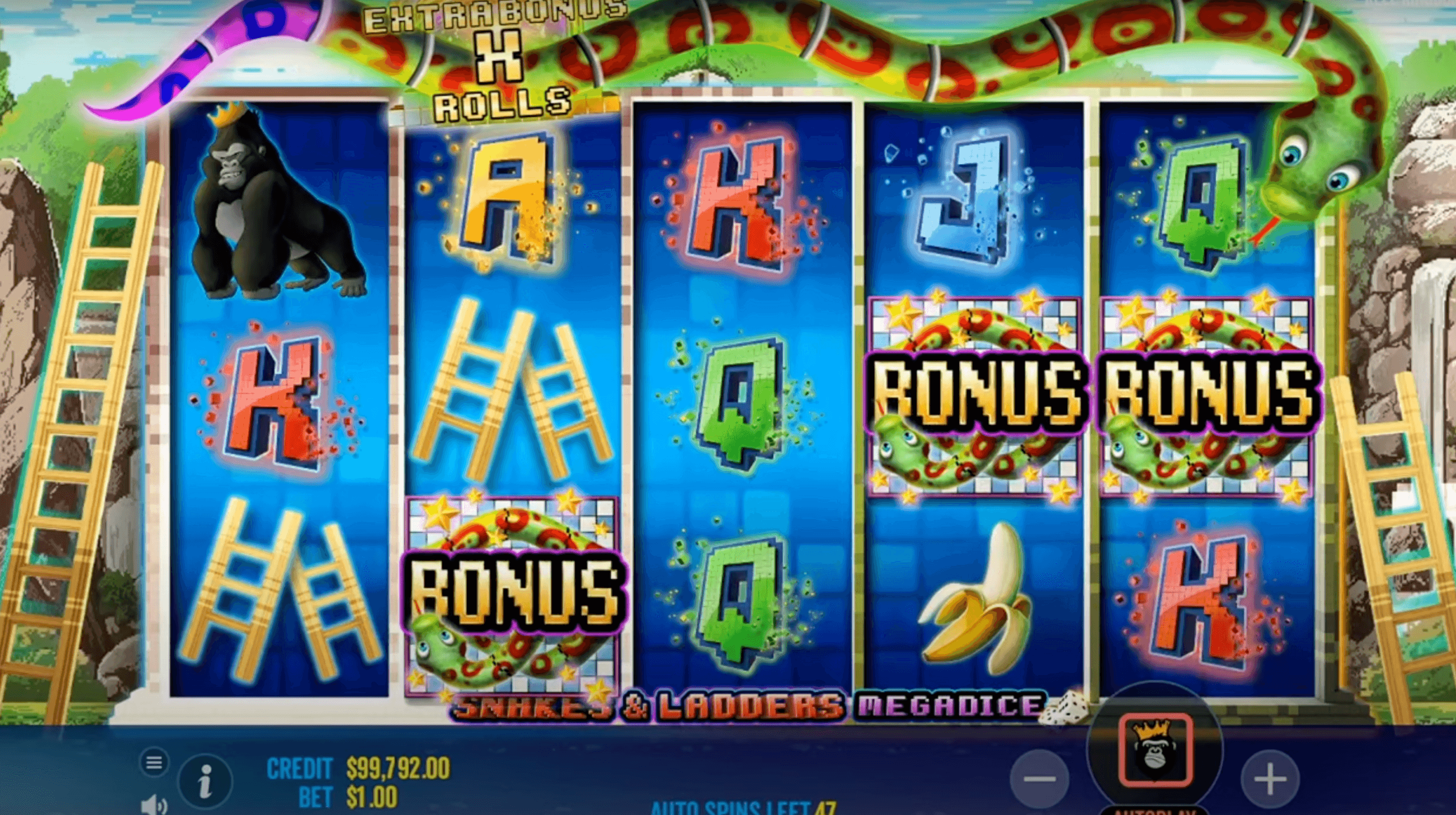 Bonus at Snakes and Ladders Mega Dice Casinos